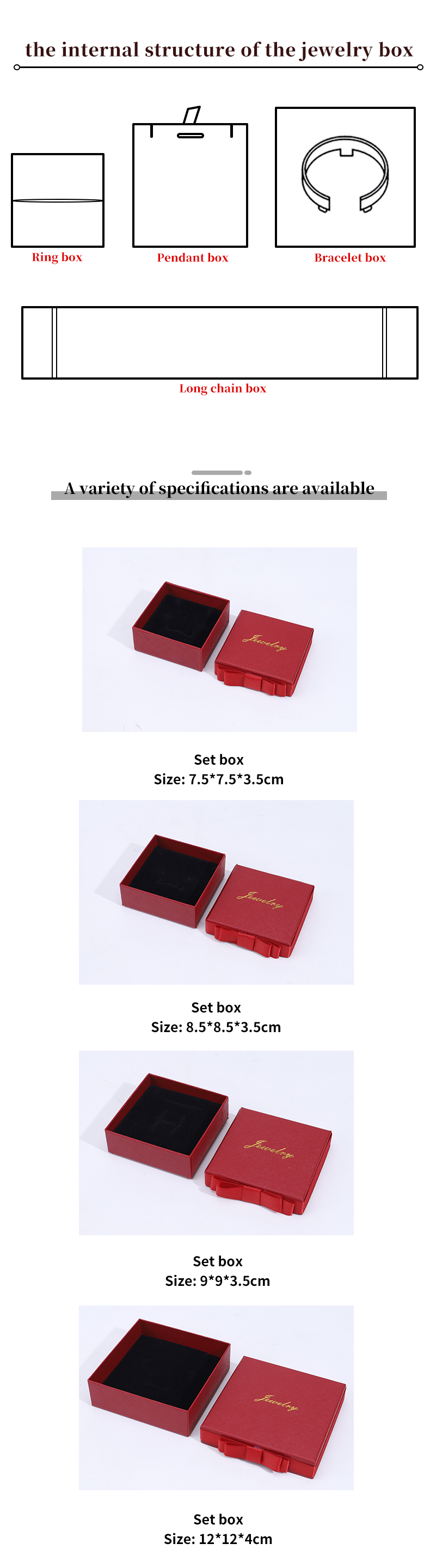 Custom Logo Red Paper Jewelry Box For Necklace Earrings Ring Handmade Rectangle