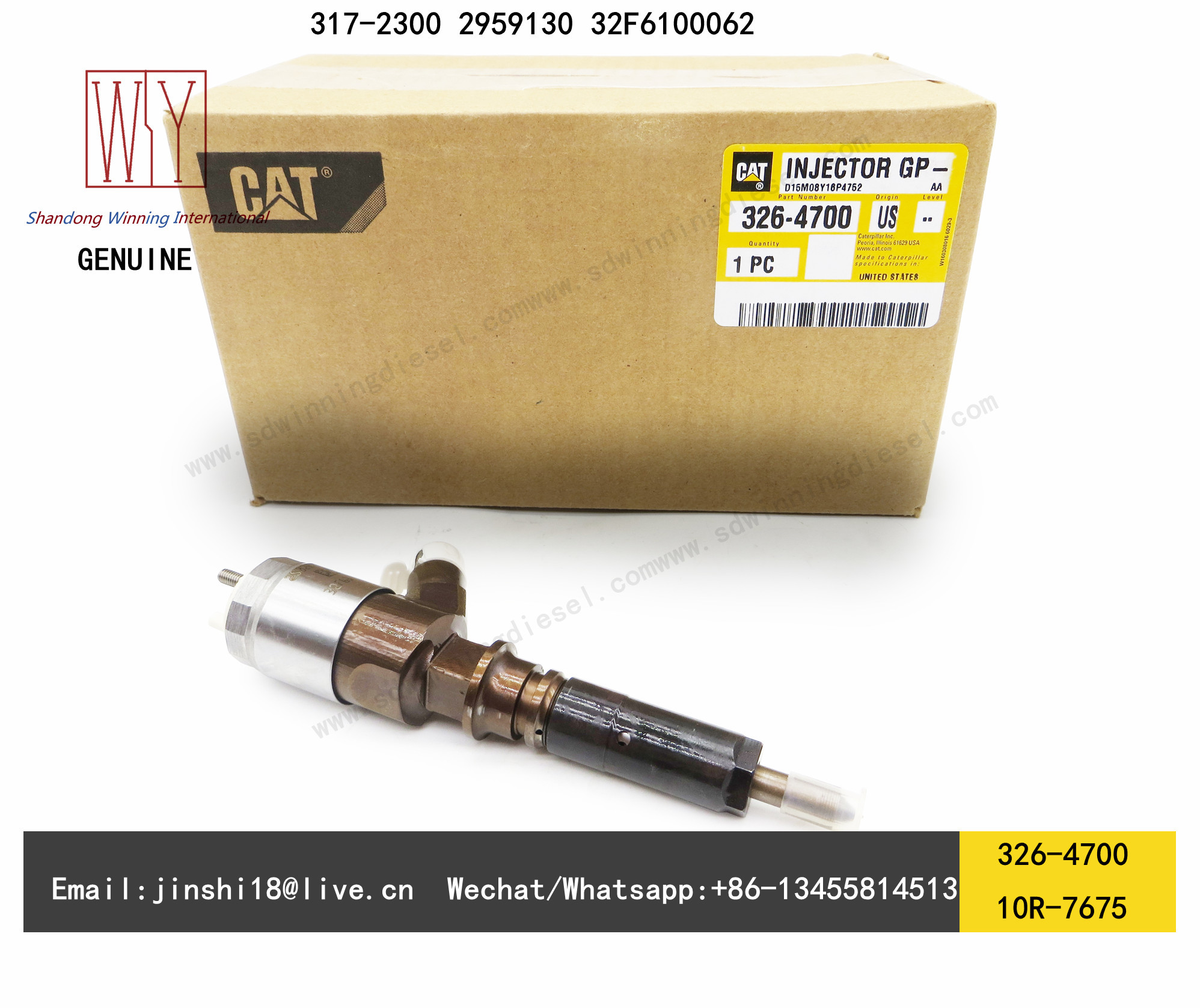 CATERPILLAR GENUINE AND NEW DIESEL C6 C6.4 FUEL INJECTOR 326-4700, 317-2300, 2959130, 32F6100062, 10R-7675 FOR 320D EXC
