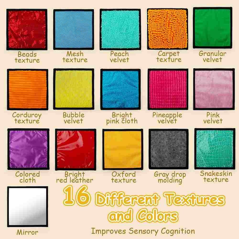 Sensory Toys for Autism 16 Mats of Different Colors and Textures for Autistic Children Kids Baby Toddler Fidgeting Activity