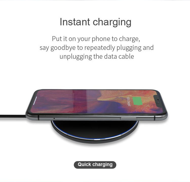 Aluminium Alloy Mobile Phone Power Charger 10W Fast Wireless Charge Support