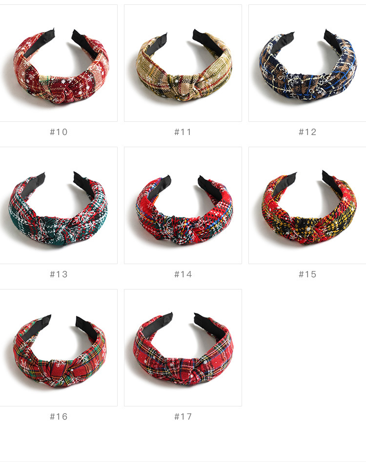 Christmas Xmas Cross Knot Hairband Plaid Holiday Decorations 40cm 15.8in