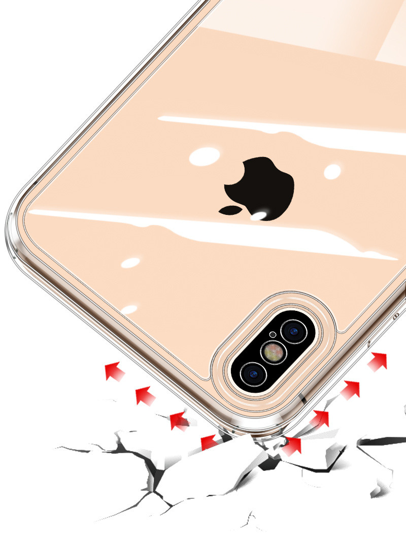 TPU Edge Glass Back Hybrid Scratch Proof Phone Cover High Transparency Impact Buttons