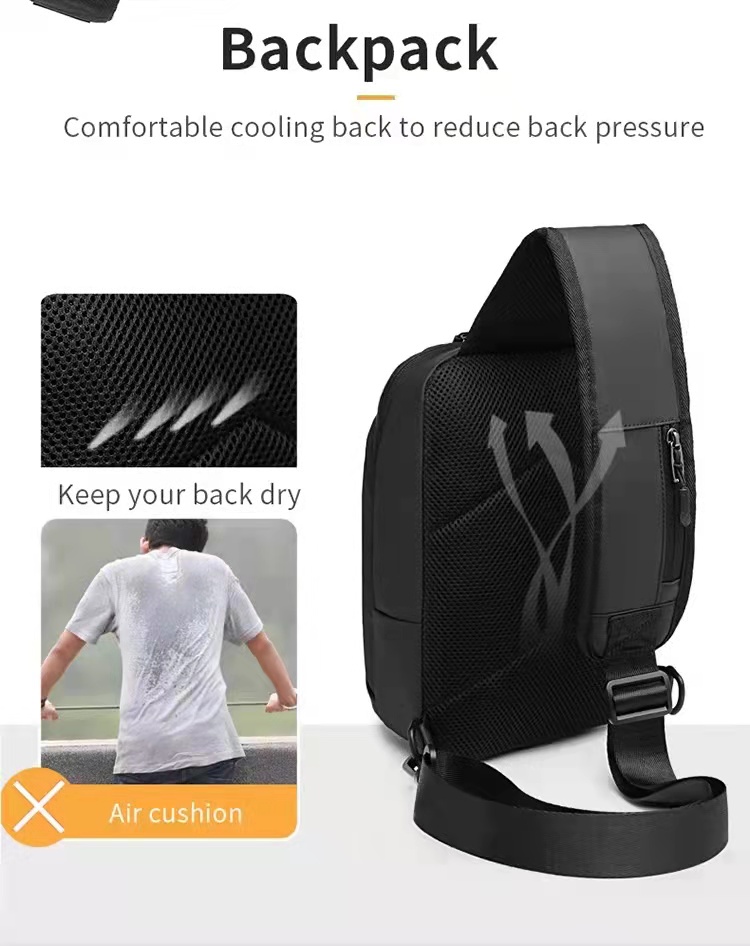 Fashion OEM Nylon Men Shoulder Chest Sling Bags 18*12*28cm
