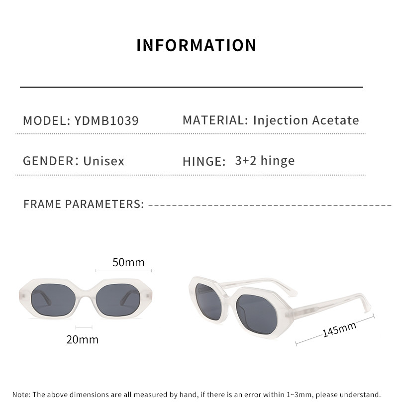 Polygonal frame Round Acetate Sunglasses Oval Lens Geometric Fashion