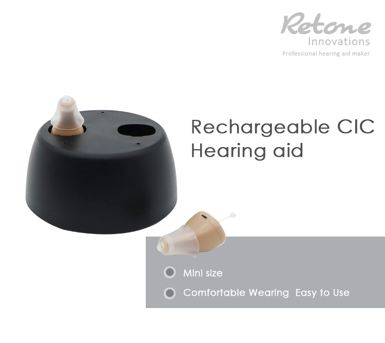 Completely In Canal Rechargeable Hearing Aids For Deaf People Blue Red