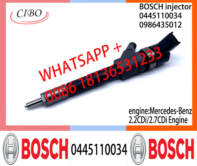 BOSCH injetor 0445110034 0445110035 Diesel Common Rail Injector 0986435012 0986435037 for Mercedes-Benz 2.2CDi/2.7CDi