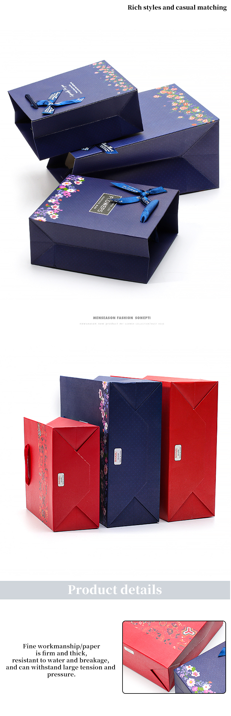 Spacious Space Hard Cardboard Paper Tote Bag for Jewelry Box Gift Packaging