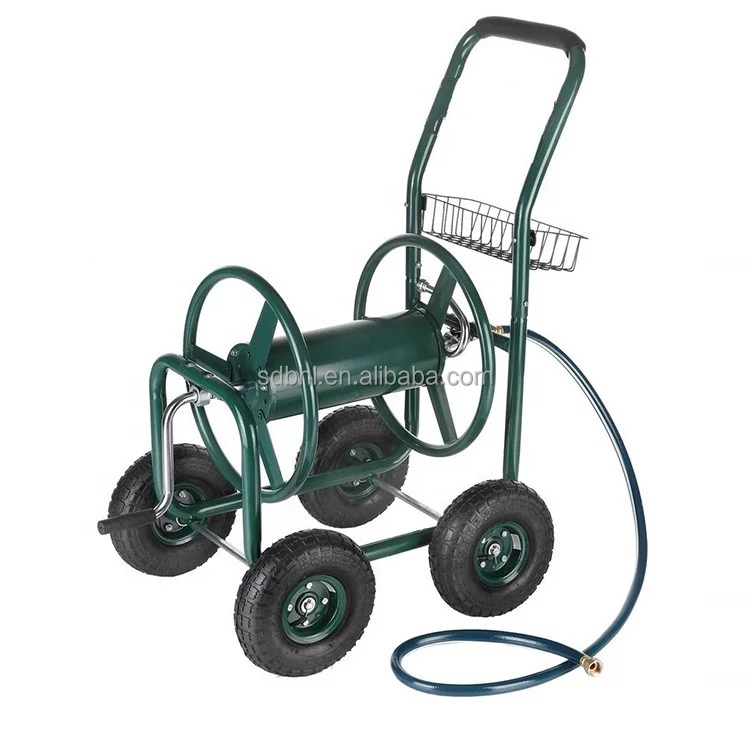 Convenient 4-Wheel Heavy Duty Hose Reel Cart for Outdoor Garden and Yard