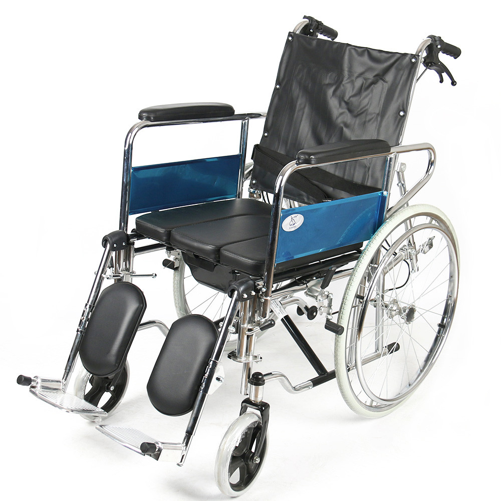 Full Lying Multifunctional Folding Steel Wheelchair With Toiletable Medical Chair