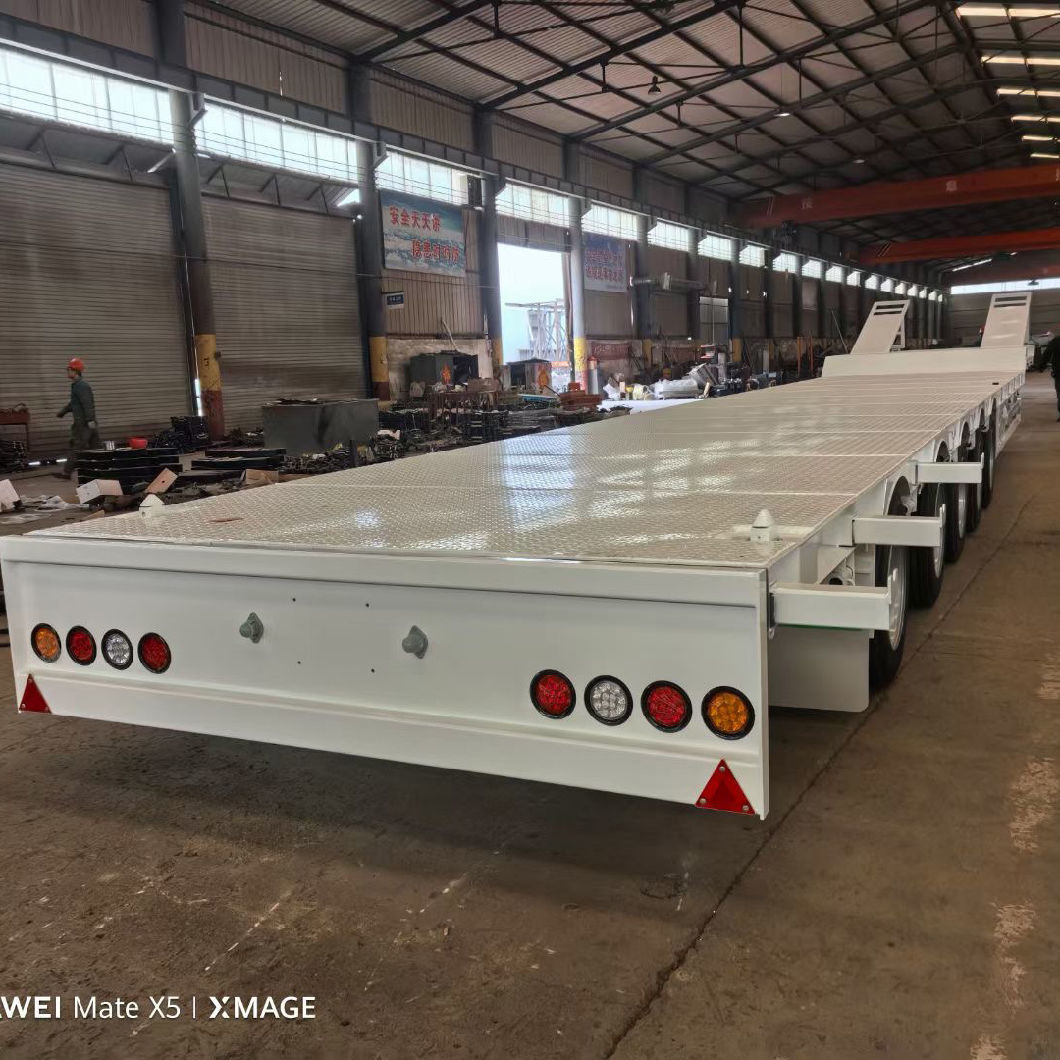 3 Axles Lowbed Chassis 80 Ton Lowbed Trailer Truck Chassis Lowboy Semi Trailer