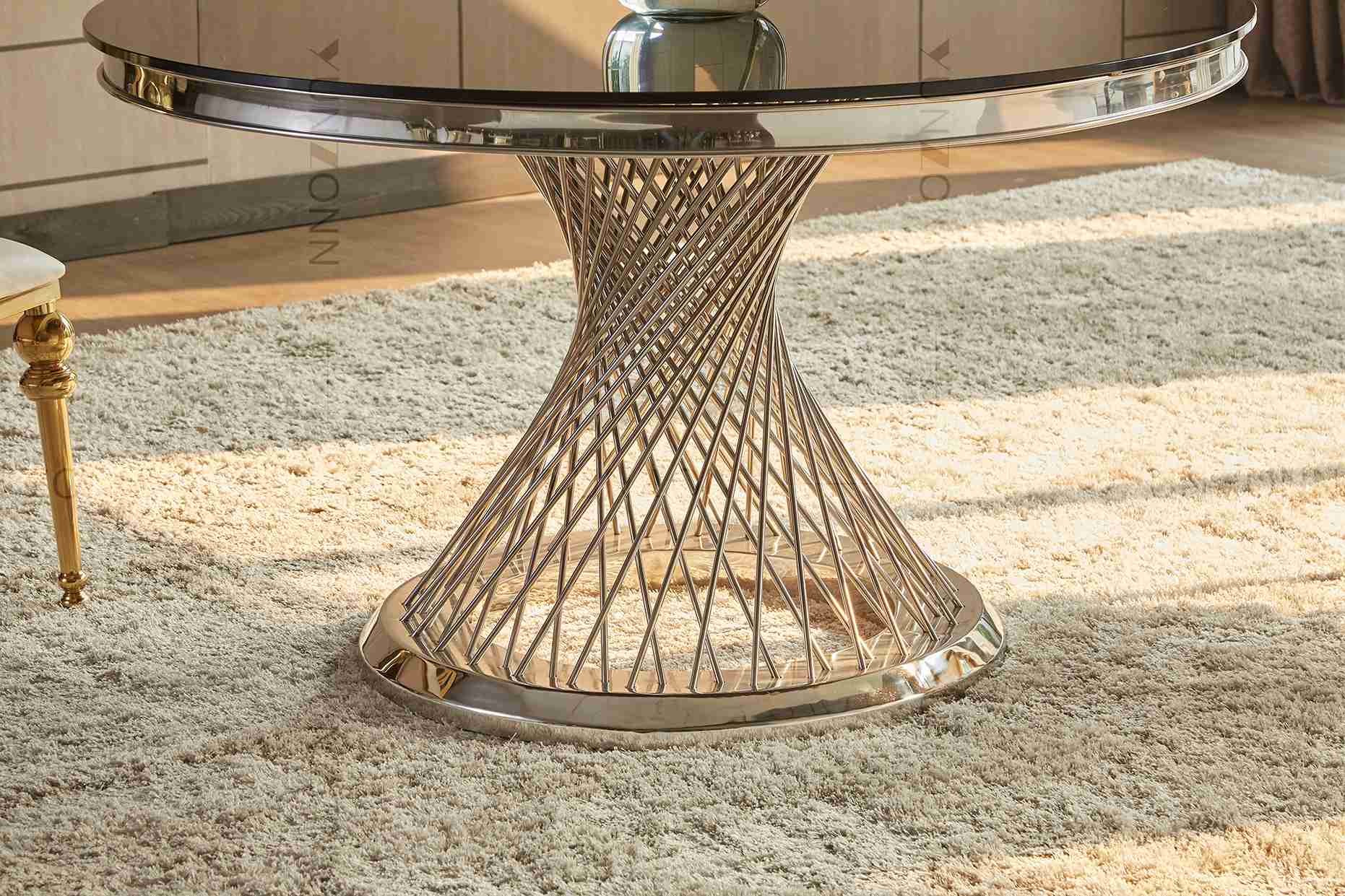 Pretty Waist Base Small Round Dining Table For 4 Family Furniture