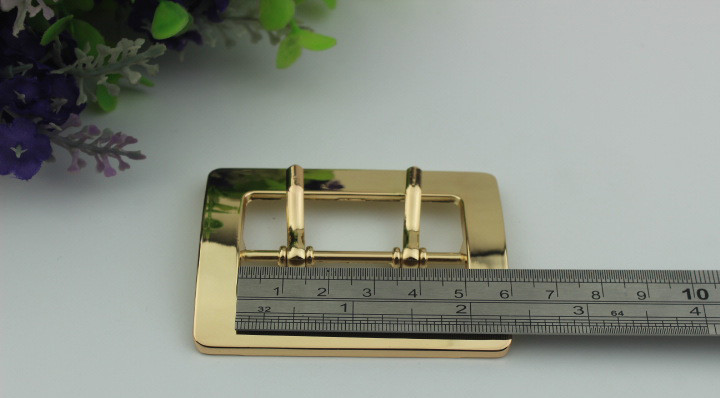 Handbag hardware accessories zinc alloy gunmetal color square 2 inch double pin belt buckle