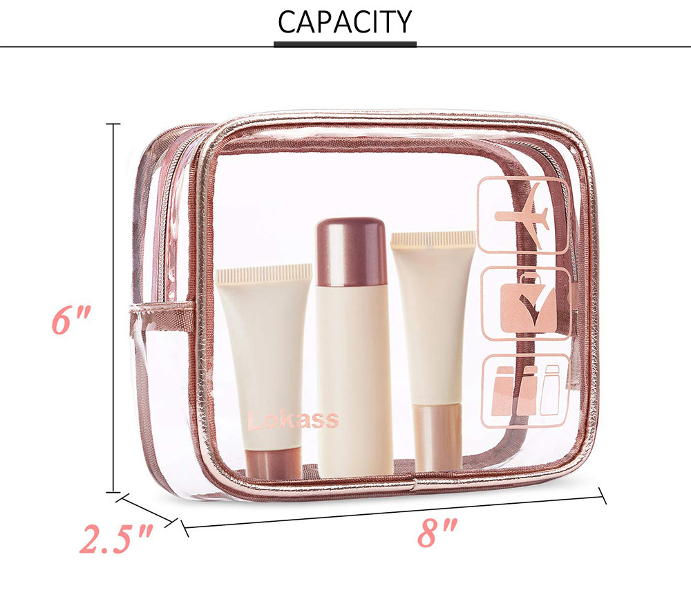 Roomy Zippered See Through PVC Makeup Bag For Girls