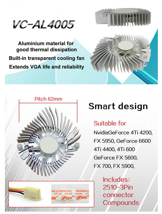Graphics Card Plastic Server Cooling Fan VC-AL4002 40x40x10mm