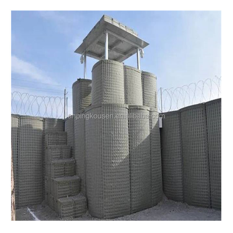 Defensive Barrier Welded Steel Sandbags Bastion Flood Wall at with Grey Geotextile