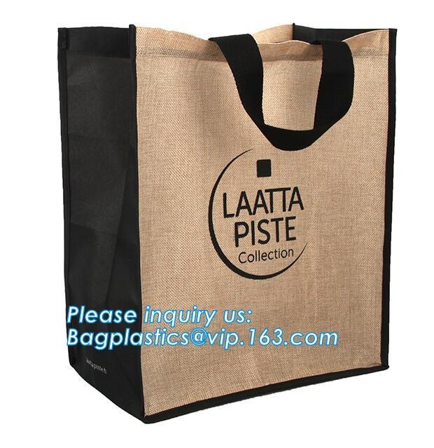 Multifunctional jute bag with low price,Natural Burlap Tote Bags Reusable Jute Bags with Full Gusset,shoulder strap plai