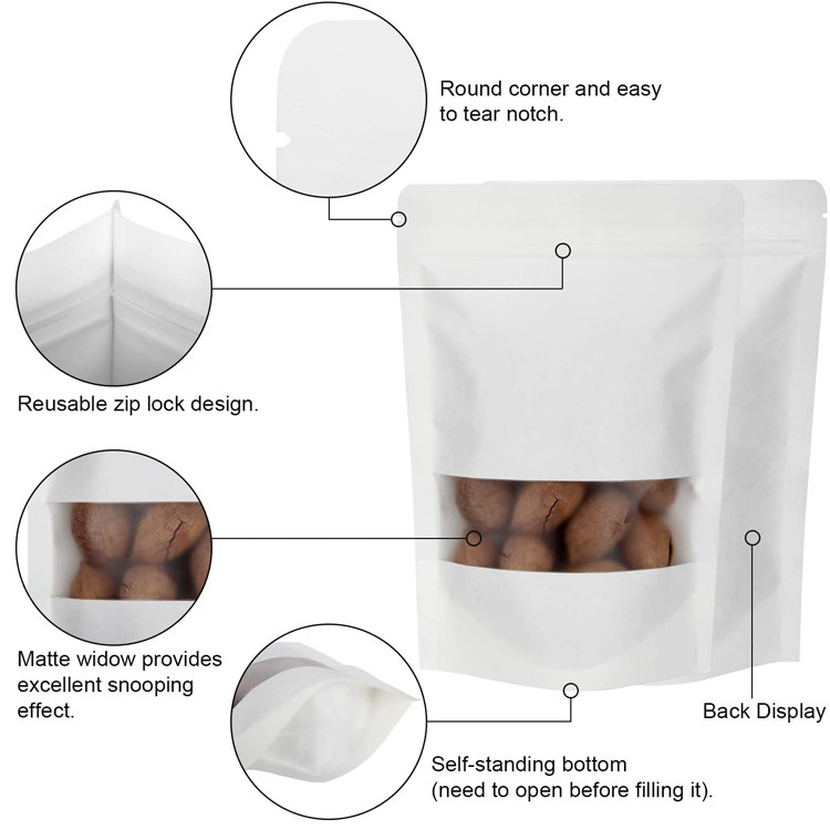 White Kraft 50g / 100g k Paper Bag Tear Away Notch