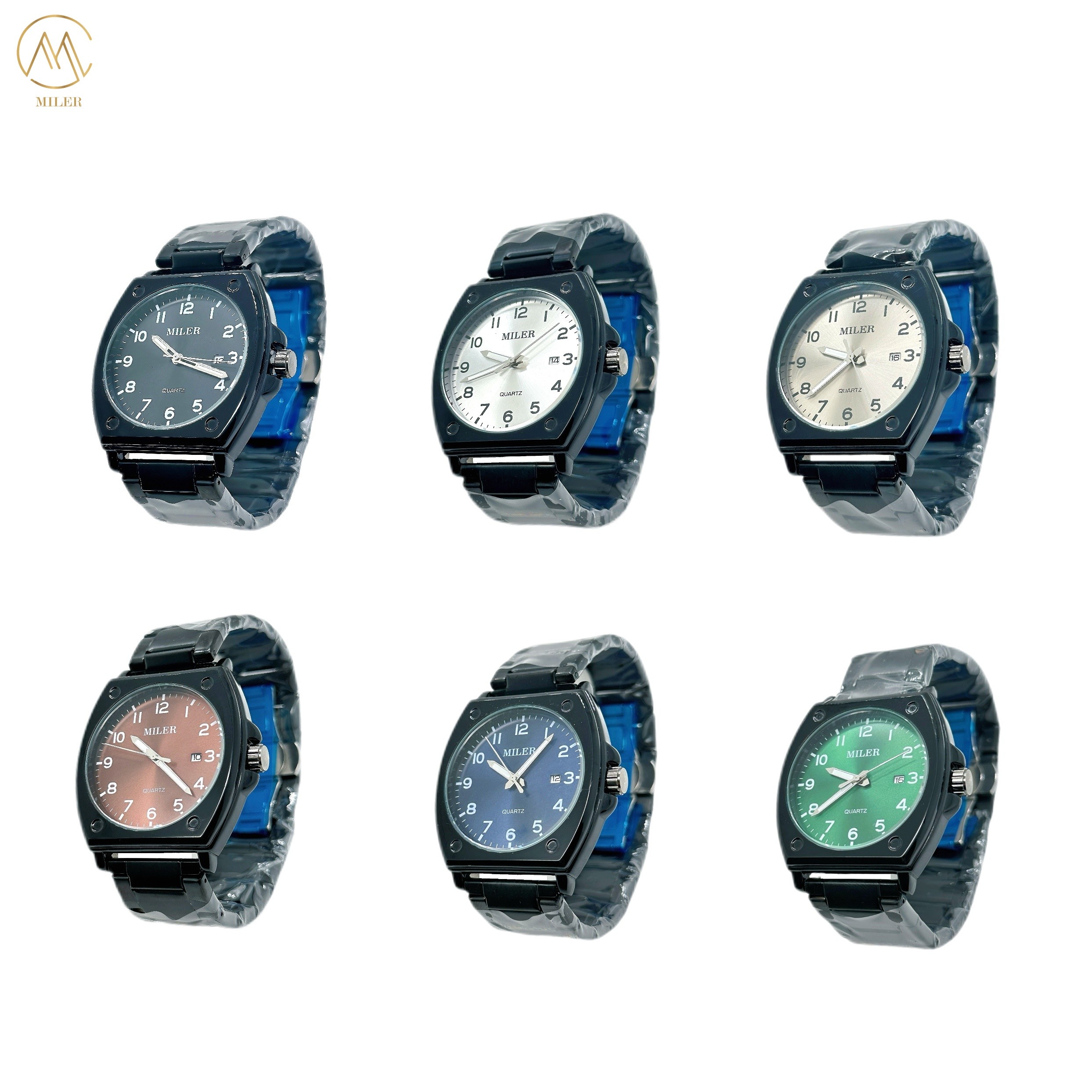 High Quality Luxury Black Case Stainless Steel Strap Waterproof Quartz Watch