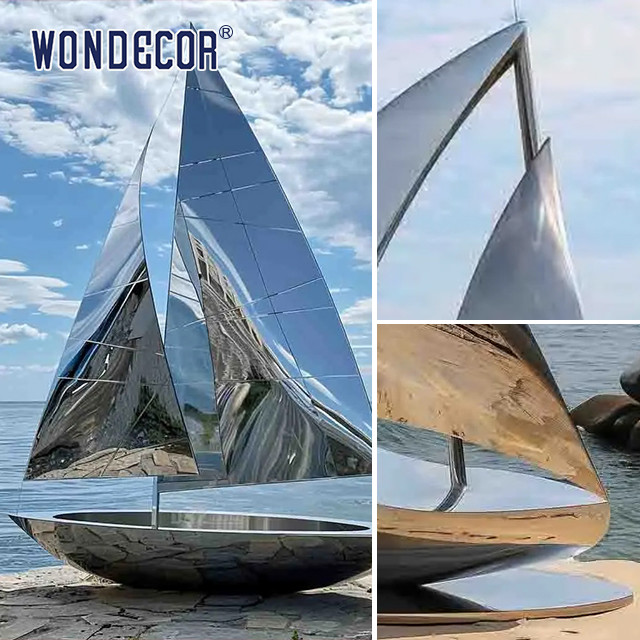 Outdoor Garden Park Large Abstract Forged Metal Sculpture Sailor Stainless Steel Sculpture