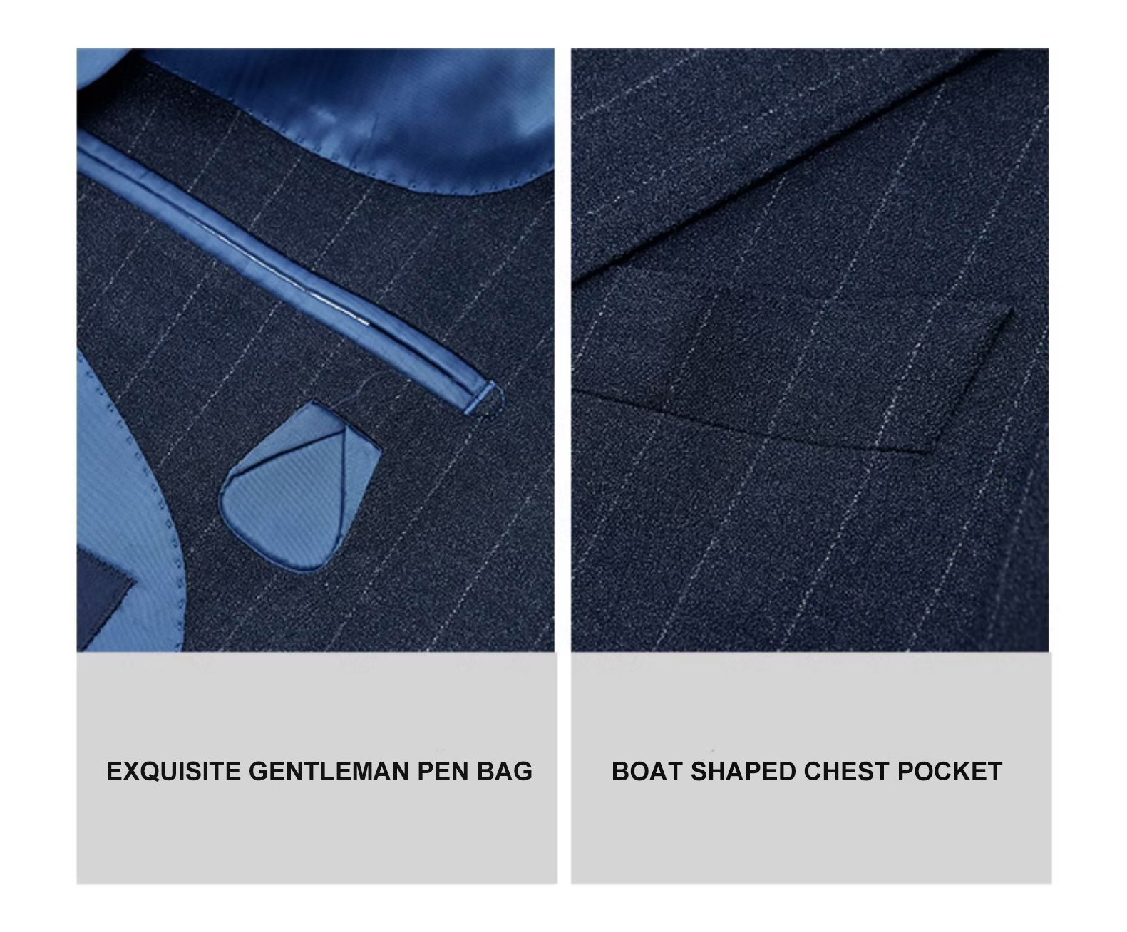 Men's Blue Striped Business Casual Suit American Formal Groom Wedding Dress Blazer Suit