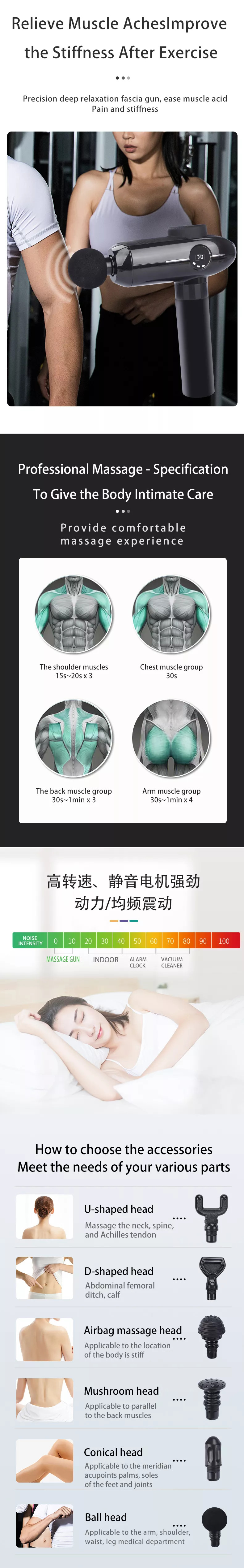 2022 Newest OABES Handheld Portable Lightweight Muscle Fascia Gun Percussion Massager for Chronic Back Pain Relief
