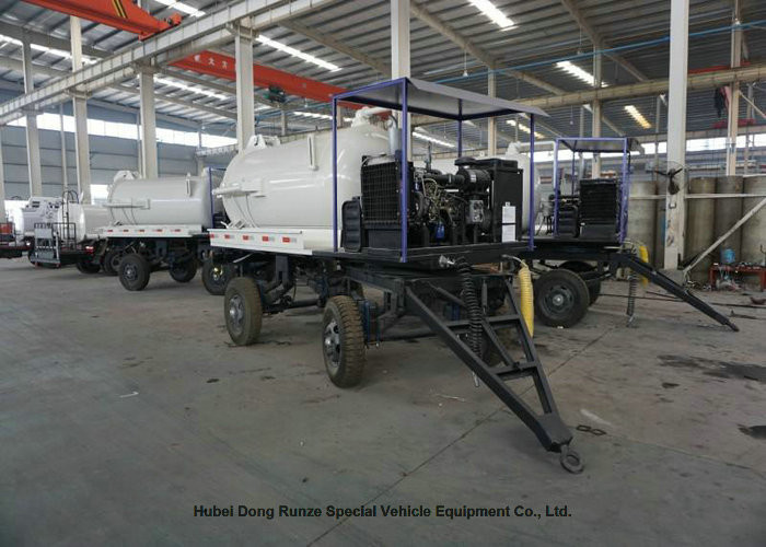 High Efficiency 2 Axles Sewage Cleaning Trailer For Vacuum Fecal Suction 5000Liters