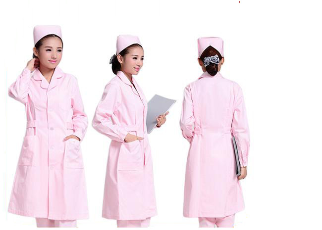 Pure Color Unique Nursing Uniforms Polyester Side Open Solid Color Collar Style
