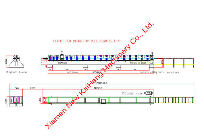 Full Automatic Roll Forming Machine , Galvanized Sheet Ridge Cap Machine Total Power 11kw, Flashing Ridge Cap
