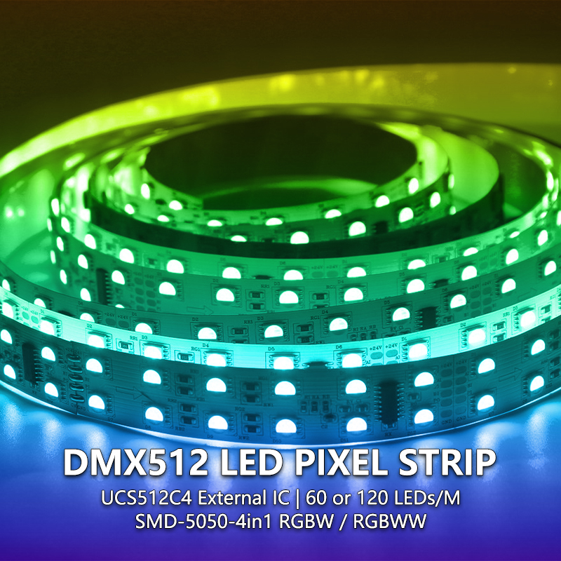 Dmx512 LED Pixel Strip Light Dual Row 5050 Rgbw Rgbww 4 In 1 Full Color Programmable