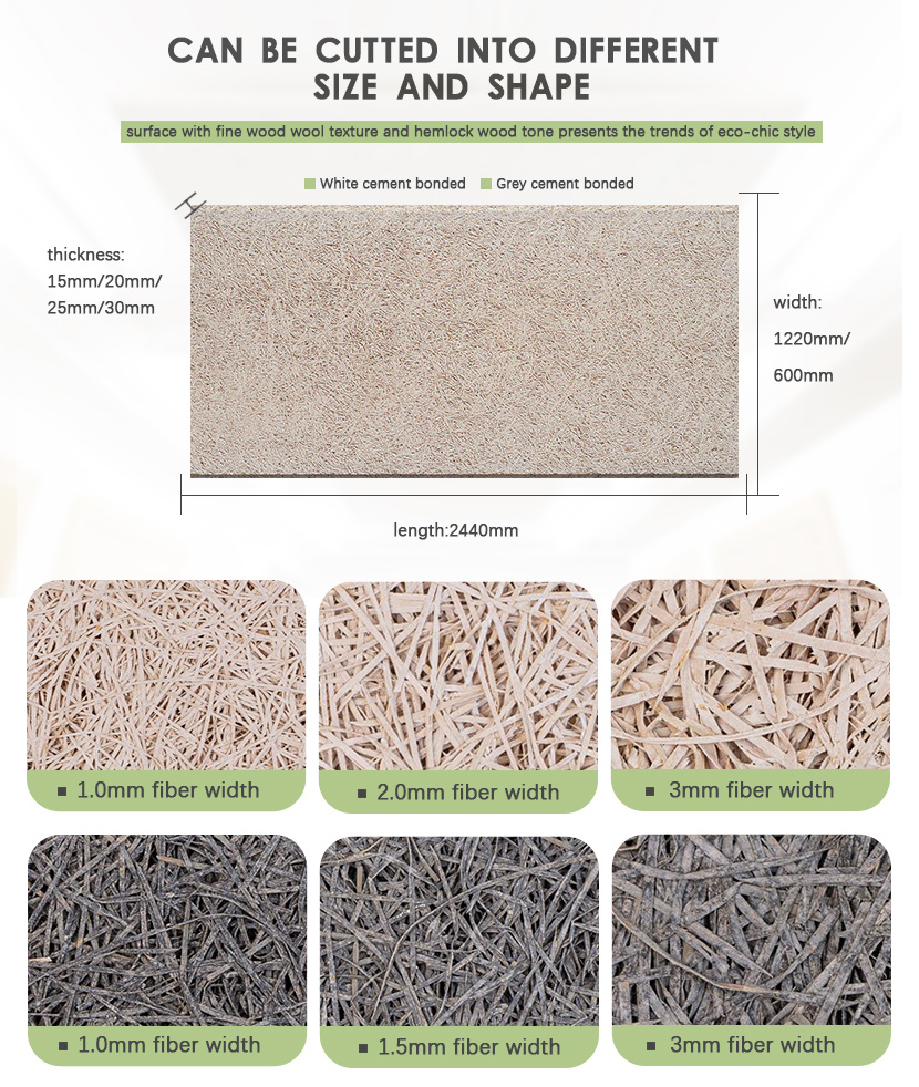 Professional ECO- Friendly KTV Decorate Fiber Cement wood wool wall panels For Building Noiseproof