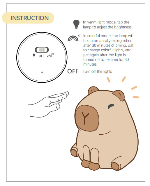 Creative Capybara LED Night Light Cute Silicone Bedside Table Lamp For Kids' Room Smart Home Gift
