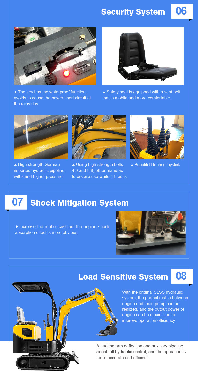 Super Power 1 Ton Mini Excavator Saving Energy Compact Small Digger Machine
