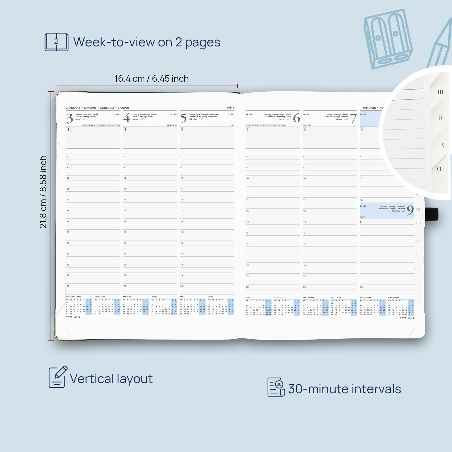 C8LK7 ECO Friendly Academic Planner 2023 Vertical Page Layout