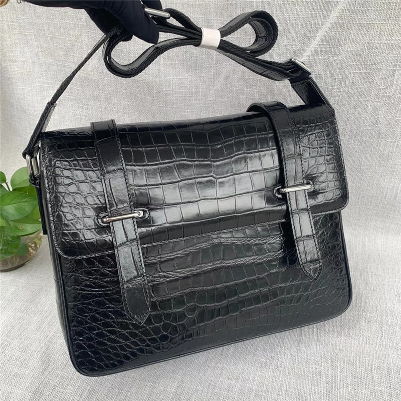 Authentic Crocodile Belly Skin Men's Satchels Purse Messenger Bag Genuine Alligator Leather Male Single Shoulder Bag
