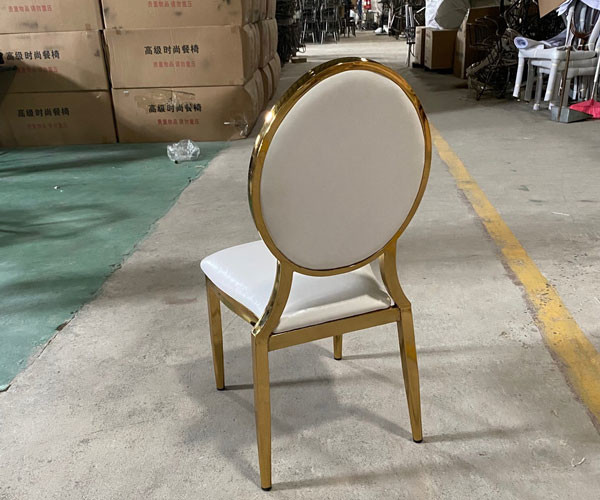 Gold Banquet Dining Chair Luxury White Stainless Steel Hotel Stackable Dining Chairs