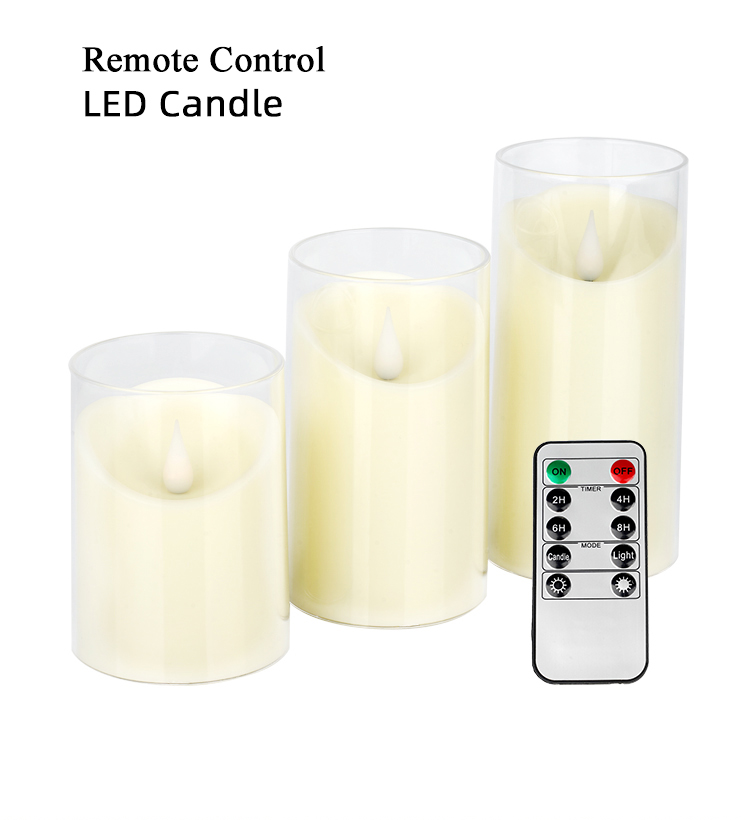 Gifts Clear Plexiglass LED Glass Candles With Remote Control And Flickering Flame