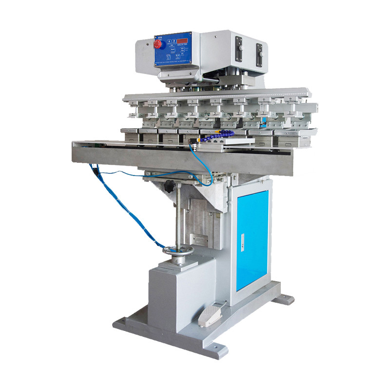 8 Color 1000pcs/hr Pad Printer Machine 8 Heads with Shuttle table