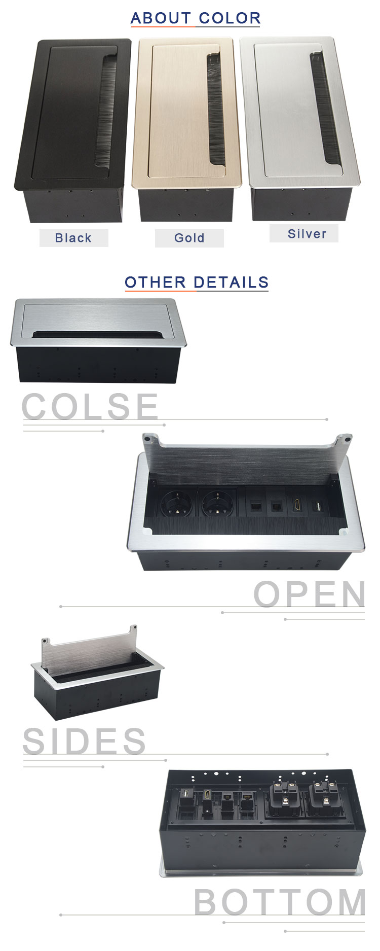 Smart Office Tabletop Socket Box/Flip Up Multiple Power Data Outlets/ Table Sockets