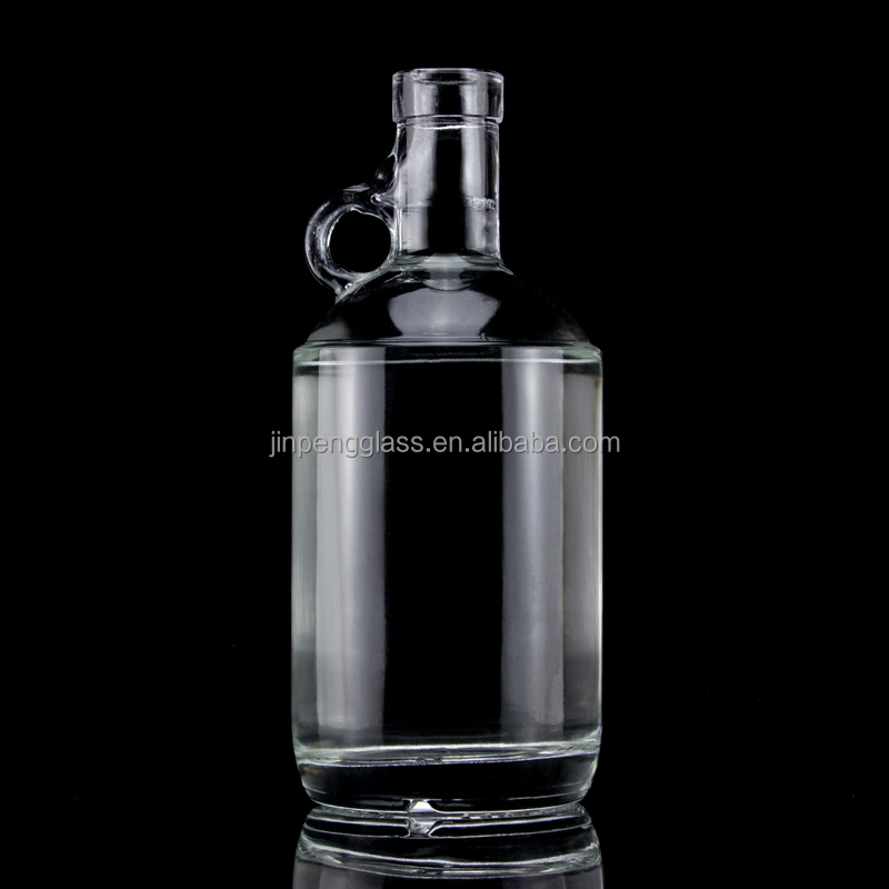 Acid Etch Surface Handling Tequila Glass Bottles with Round Neck and Empty Flint
