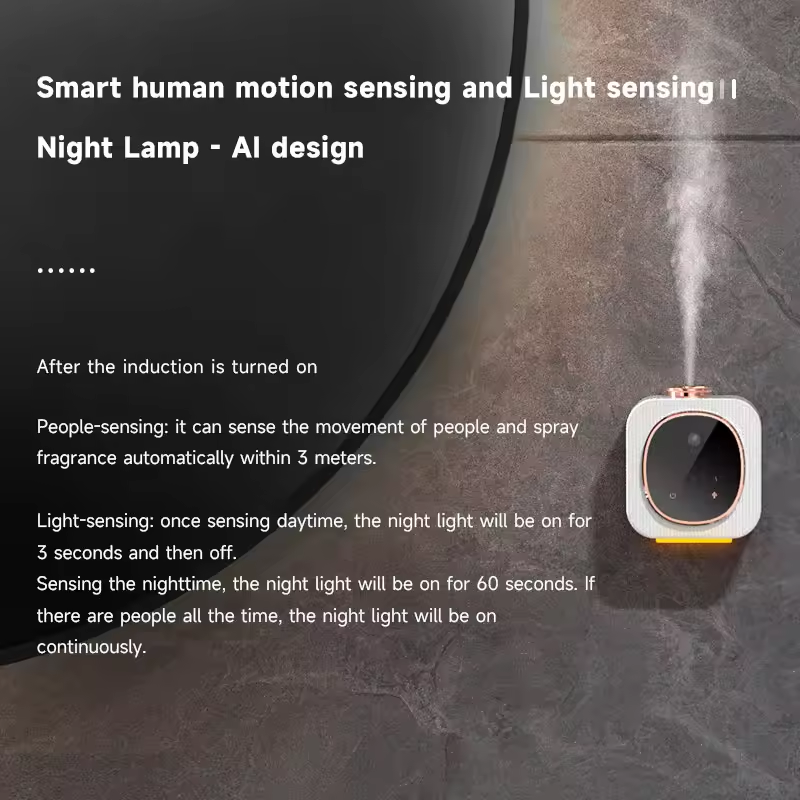 New Smart Rechargeable Human Sensor Wall Mounted Waterless Aroma Scent Essential Oil Diffuser Nebulizer for Home Office Hotel