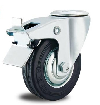 8 inch industrial rubber wheel swivel caster with bolt hole locking wheels