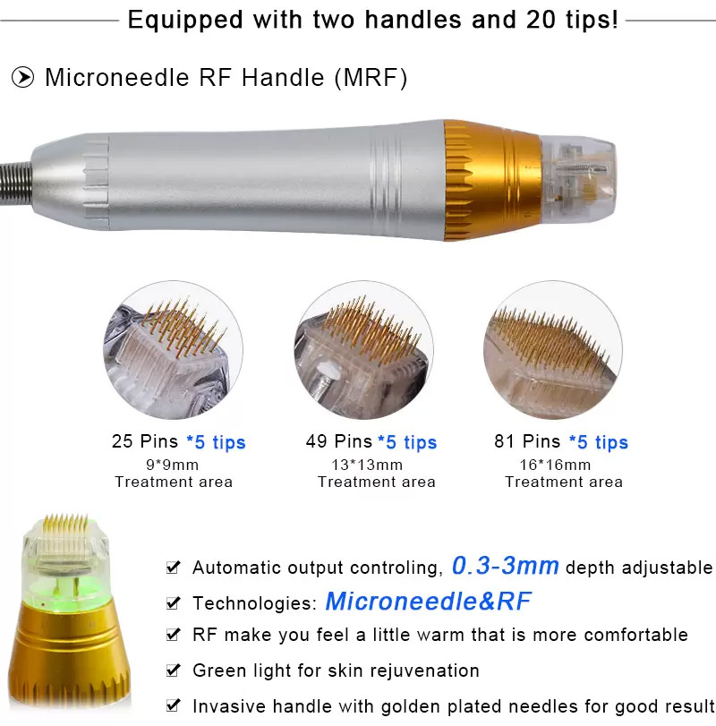 Two Handles RF Fractional Microneedling Machine Skin Rejuvenation Non Insulated