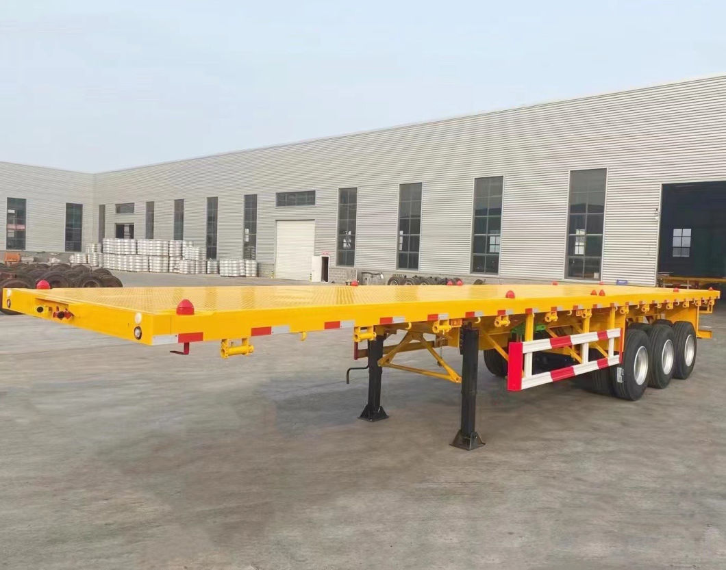 Shipping 40 Feet Container Transport 3 Axle Flatbed Semi Trailer