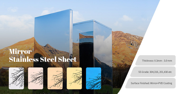 AISI 201 PVD Stainless Steel Sheet Mirror Finish Color Plated 1.2mm x 1250mm x 1500mm