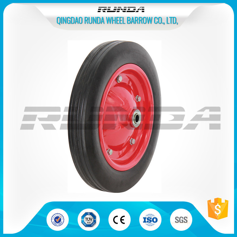 Tubeless Solid Rubber Wheelbarrow Tyres 13inches Red Color Skidding Resistant