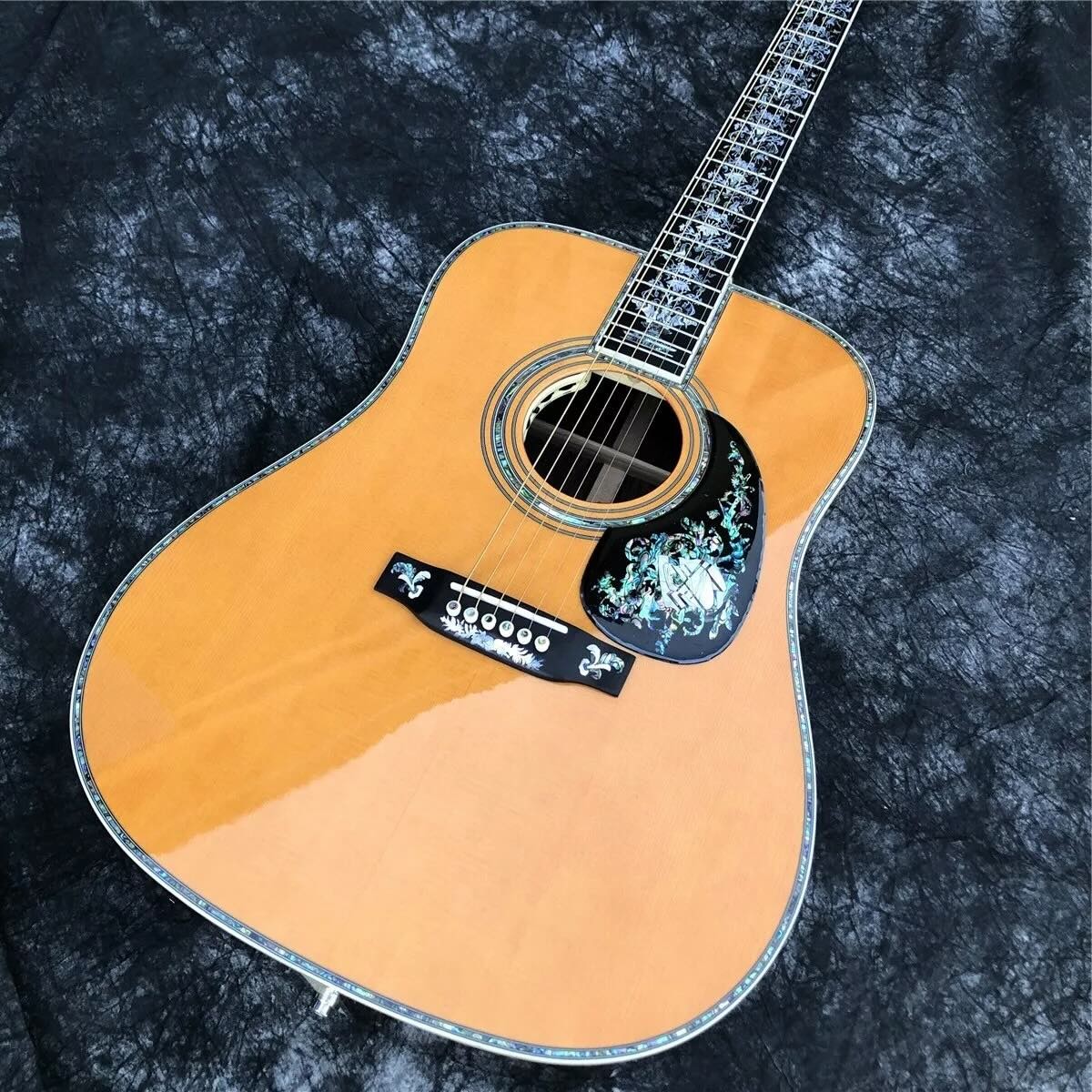 All Solid Wood Retro 41" D Type Acoustic Guitar Abalone Inlay Ebony Fingerboard