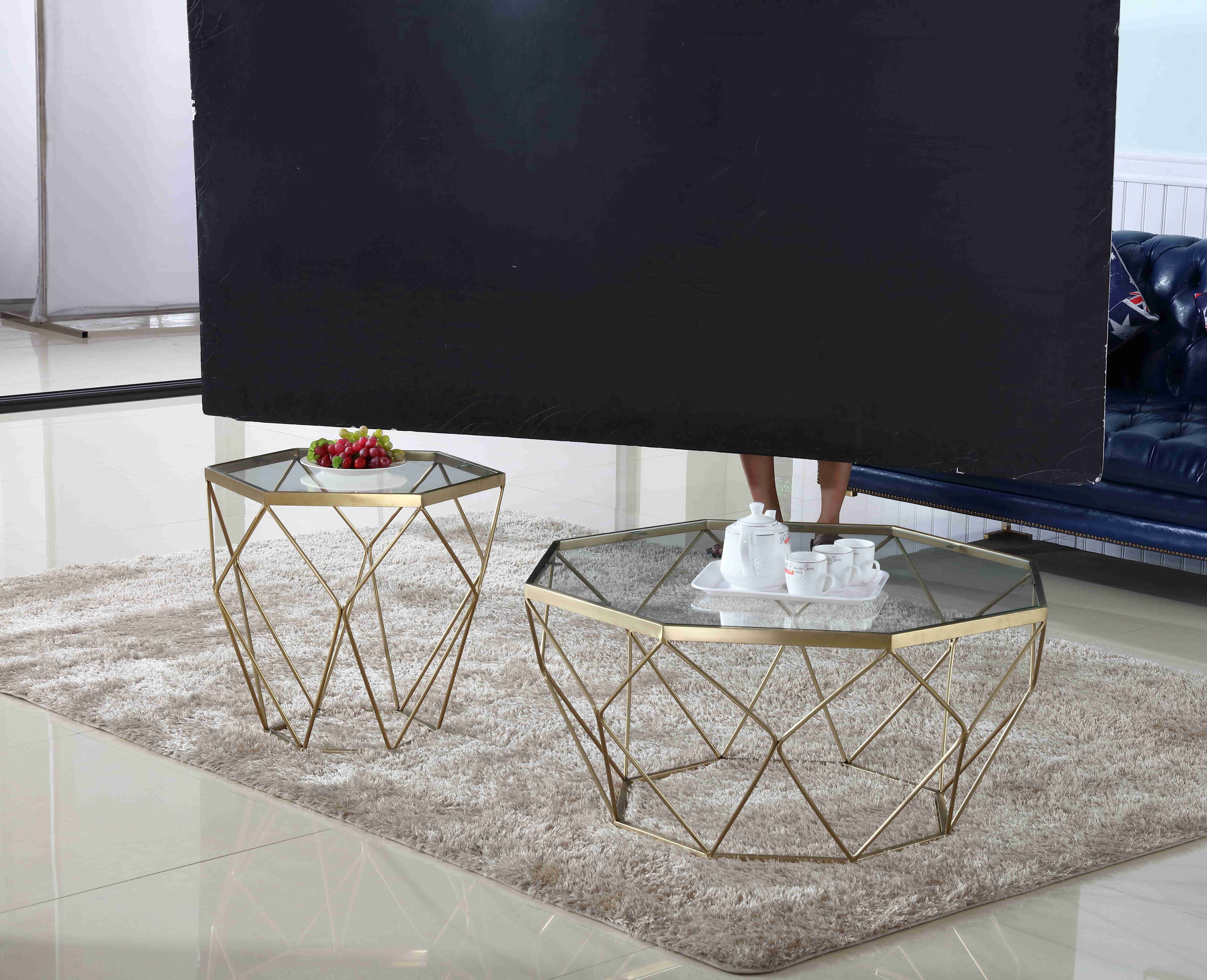 Stainless Steel Modern Glass Coffee Tables Stylish Tea Table Living Packing Pearl Room
