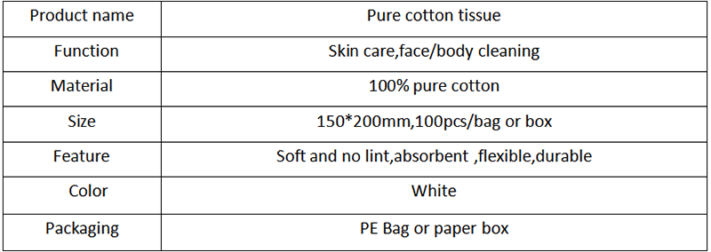 Wholes 100% pure cotton facial tissue disposable cotton tissue fabric 100pcs
