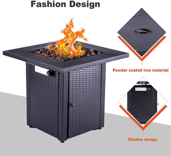 28 Inch Outdoor Square 50000 BTU Fire Pit With Patio Deck Garden Backyard