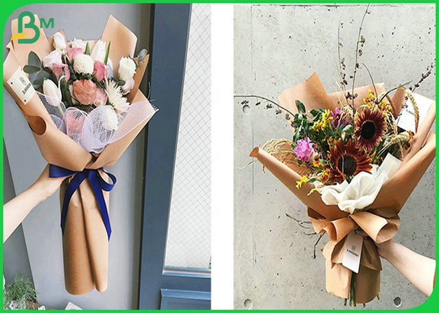 SGS Certified Roll Brown Kraft Paper 70g 80g For Flower Package